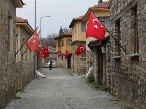 Bigalı Köyü'nde her eve bayrak asılıyor