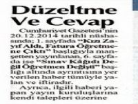 Cumhuriyet'ten Davutoğlu tekzibi